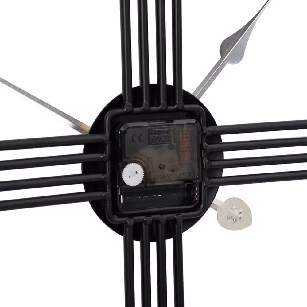 Berkfield Home Silent Round Quartz Wall Clock in Black Metal, Diameter: 60 cm – 3