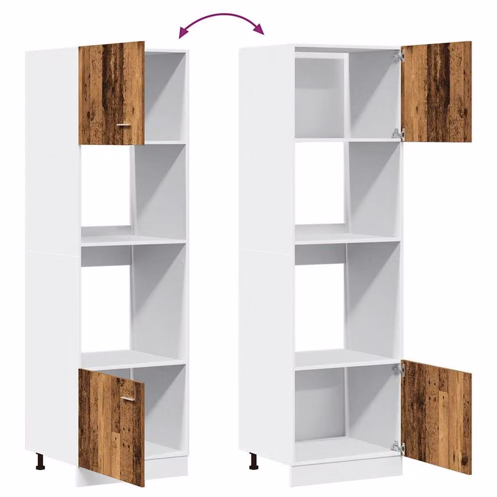 Berkfield Home Lyon Microwave Cabinet in Brown Old Wood, W/D/H: 60 x 57 x 207 cm – 3