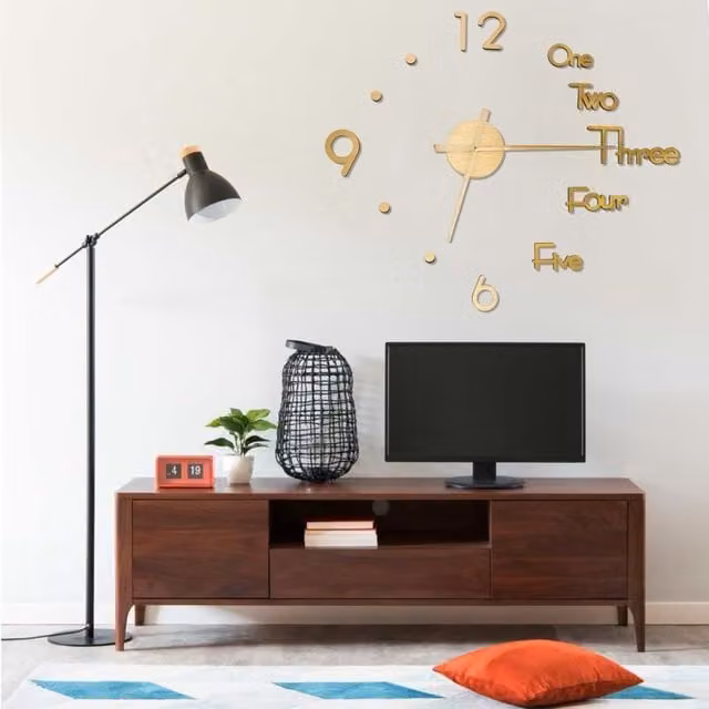 Berkfield Home Modern 3D Gold Analog Wall Clock with Geometric Design, Diameter: 100 cm – 1