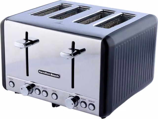 Hamilton Beach Harmony 4 Slice Toaster Espresso in Black and Silver Stainless Steel