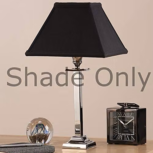 Loops Square Tapered Lamp Shade in Black Faux Silk Fabric with White Interior, H 15 cm x W 23 cm – 2