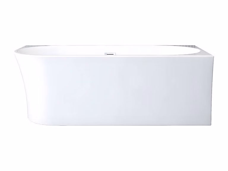 Vente-unique White Acrylic Asymmetric Right-Hand Corner Bath with Apron, W/D/H: 170 x 75 x 59 cm, 228 L