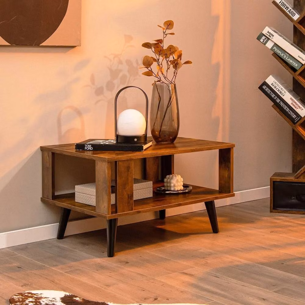 KORVIXA Industrial 2-Tier Coffee Table in Brown, Width: 100 cm – 5