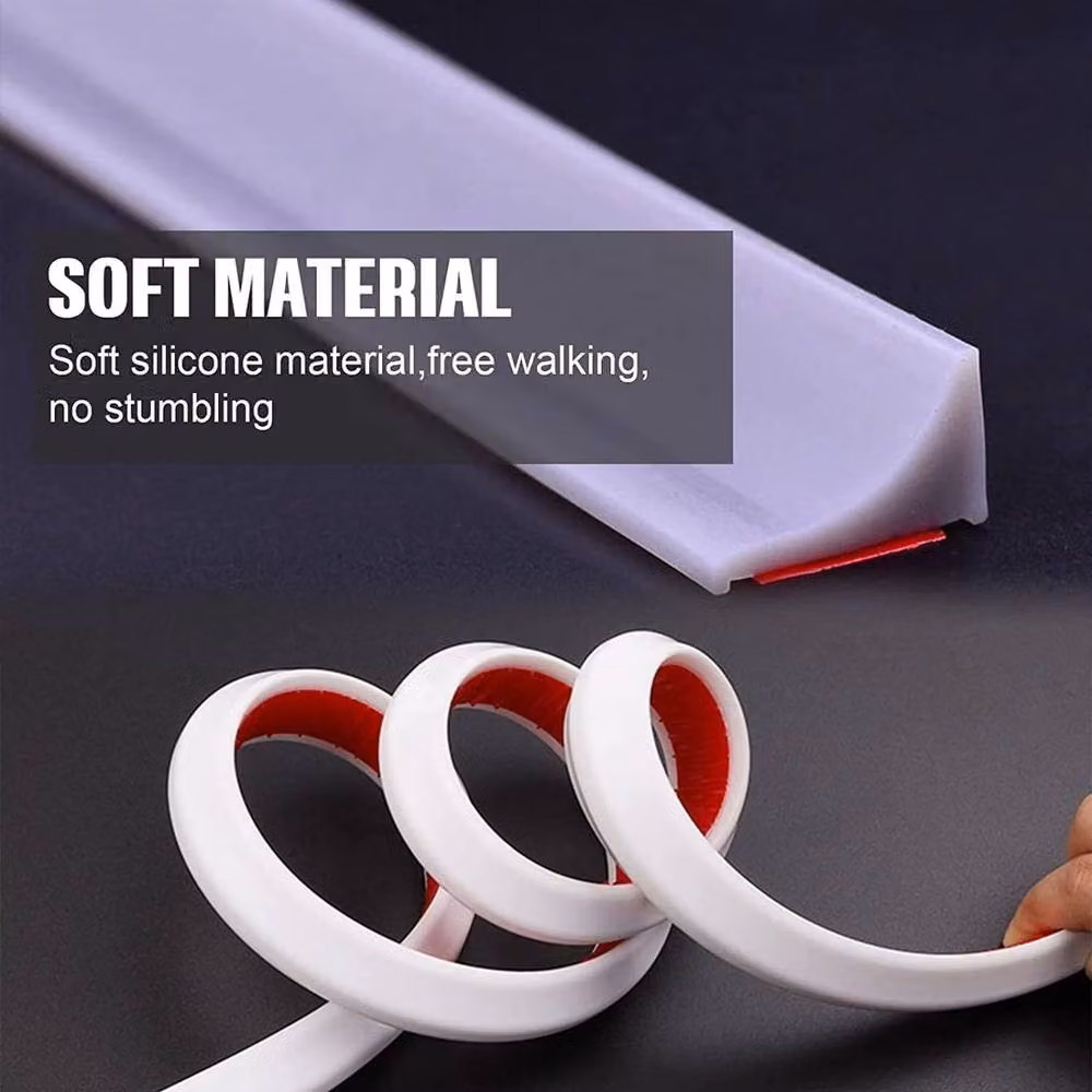 NESTLUNE White Silicone Bendable Bathroom Shower Water Retaining Strip Stopper, 200cm – 4