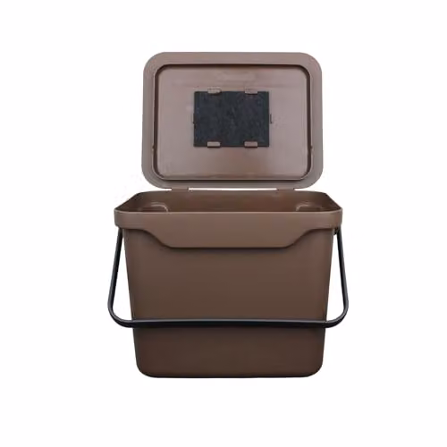 All-Green Easy Eco 5L Wall Mounted Kitchen Compost Caddy with Odour Filter and Flip Lid in Brown – 2