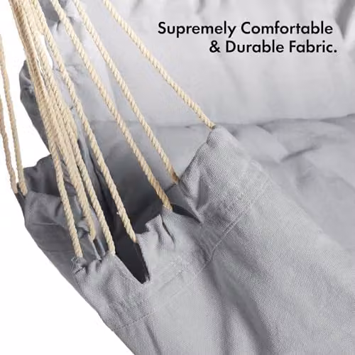 VonHaus Grey Outdoor Hanging Chair with Attachments, Boho Style 1 Seater Rope Garden Swing Seat and Hammock Chair – 5