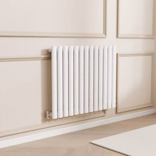 Banyetti Orva White Horizontal Single Oval Column Radiator W/H: 60.0 x 76.7 cm