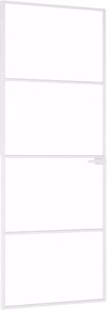 Berkfield Home Slim Modern Interior Door in White with Tempered Glass and Aluminium, W: 76 cm, H: 201.5 cm