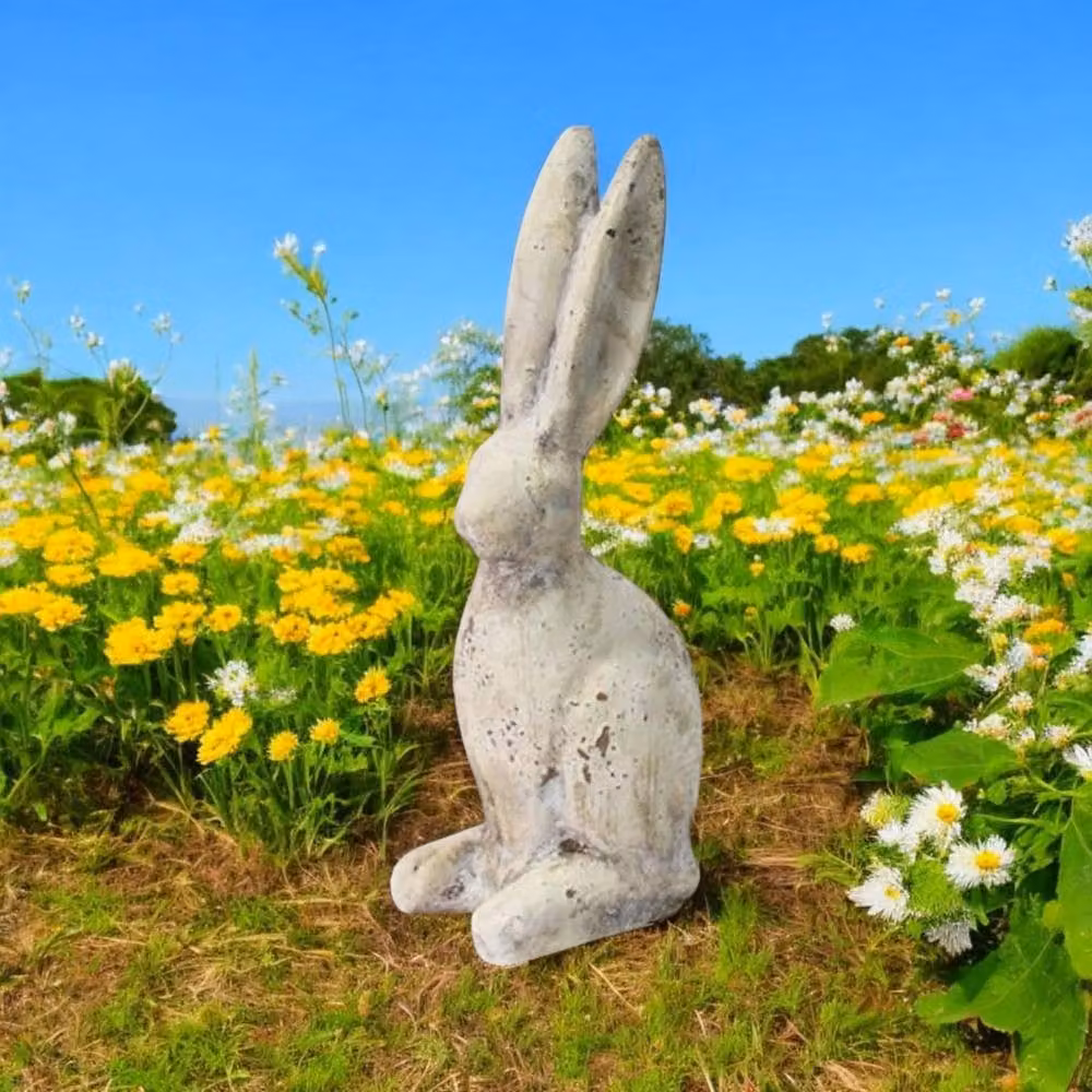 Minster Rabbit Ornament in Beige Concrete, H26 x W9 x D9 cm – 4