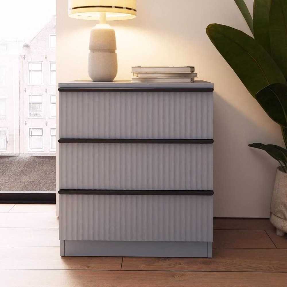 NESTLUNE 3 Drawer Chest of Drawers Grey W/D/H: 100 x 15 x 15 cm – 3