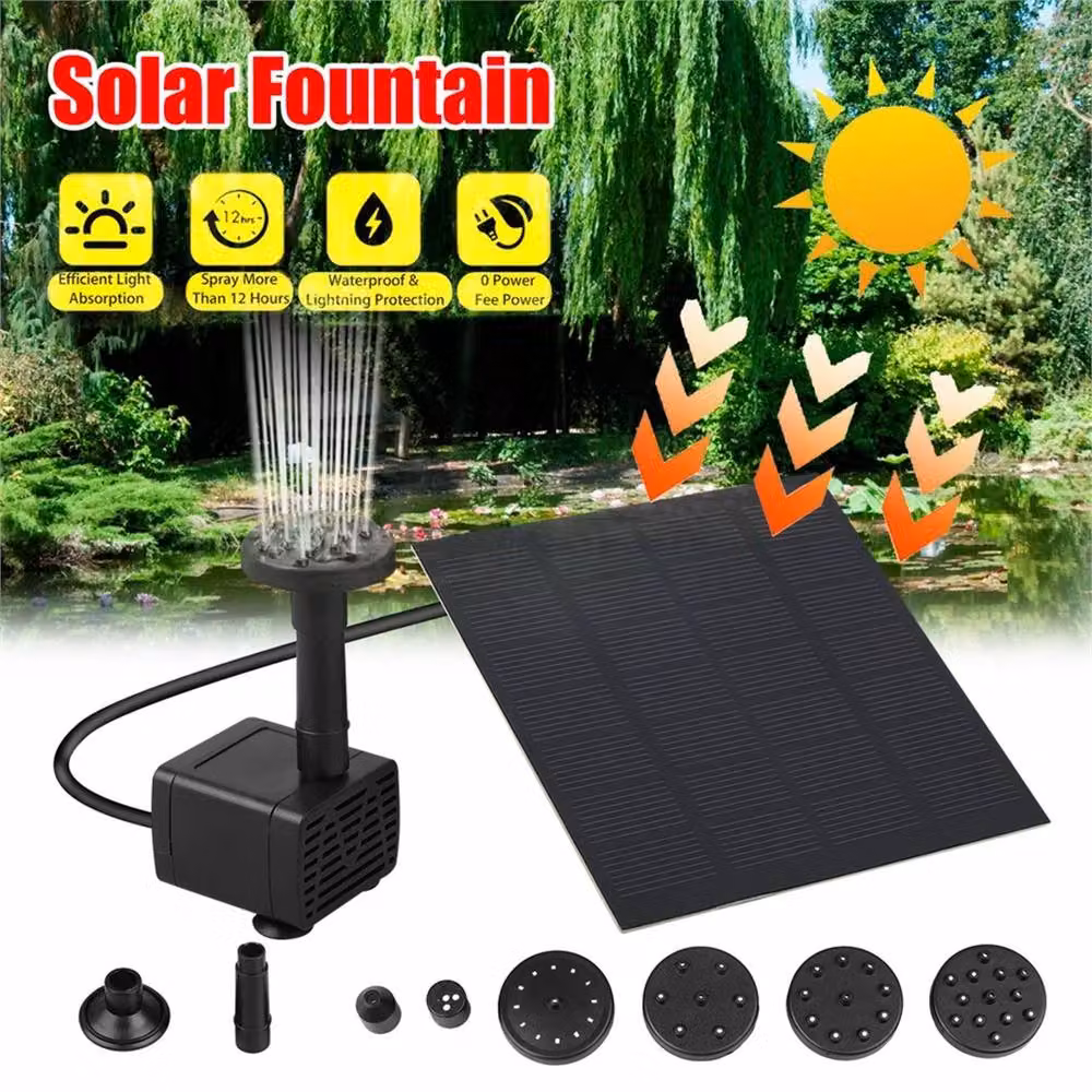 NESTLUNE Black Fountain Pump for Garden Pools, Ponds, and Aquariums, 1.8W-250L/H – 4