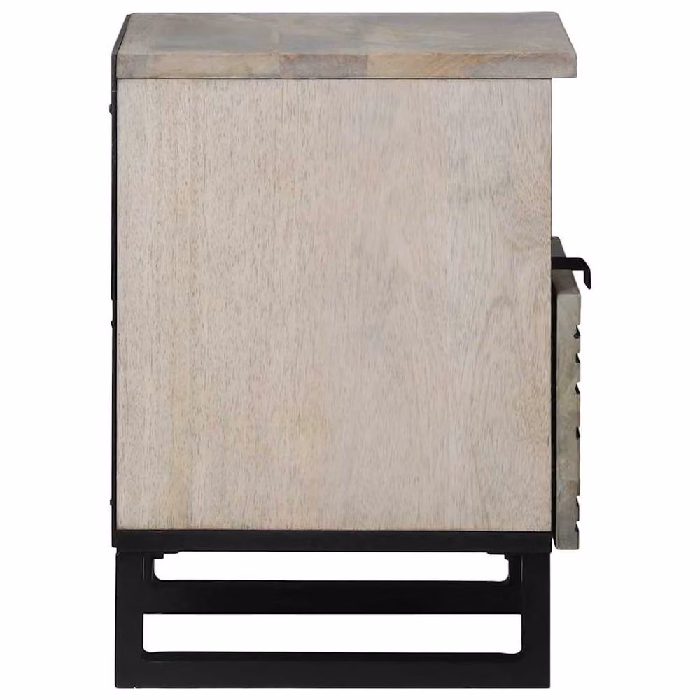 Berkfield Home Modern Bedside Table with Drawer in White and Black, W/D/H: 40 x 33 x 46 cm – 4
