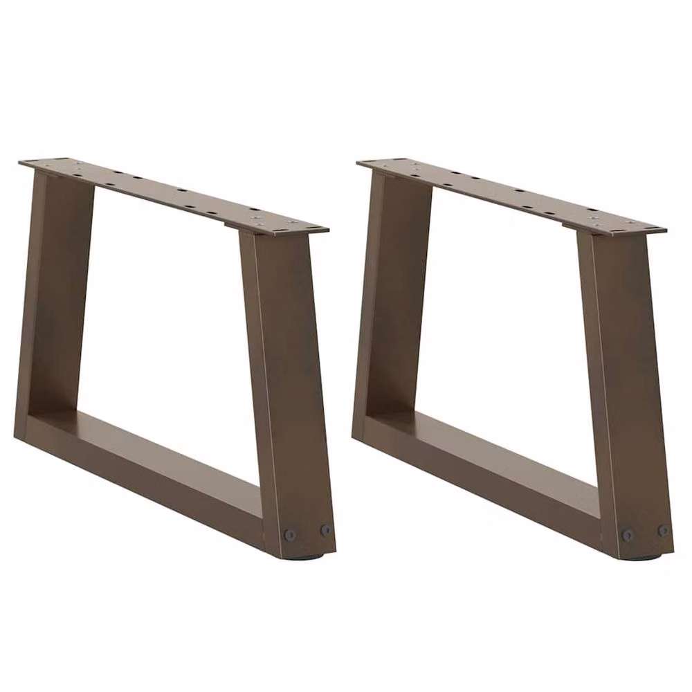 Berkfield Home V-Shape Dining Table Legs, 2 Pieces, Brown Steel, H: 60 cm, W: 30-31.3 cm – 1