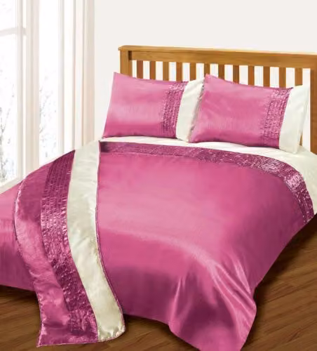 Intimates Perez Fuchsia Pink Faux Silk Single Bed Duvet Cover and Pillowcase Set, Duvet Cover: 90 x 190 cm, Pillowcase: 50 x 75 cm