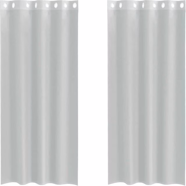 Berkfield Home Grey Voile Fabric Panel Curtains with Eyelets, 2 Pack, W: 140 cm, H: 225 cm