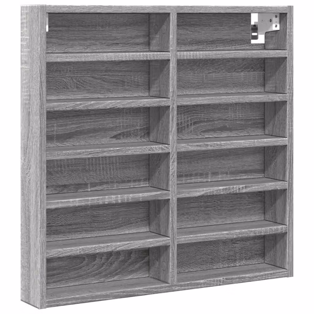 Berkfield Home Grey Sonoma Vitrine Cabinet with Glass Doors and Open Shelving, W: 60 cm, D: 8.5 cm, H: 58 cm – 2