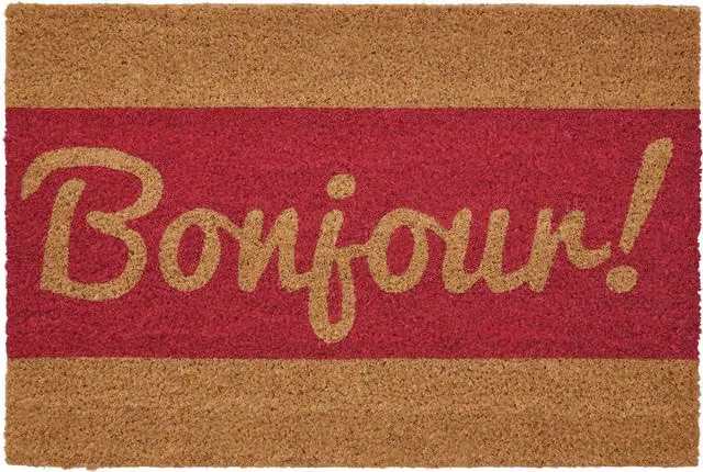 Orsina Bonjour Round Doormat in Pink, Diameter: 100 cm – 1