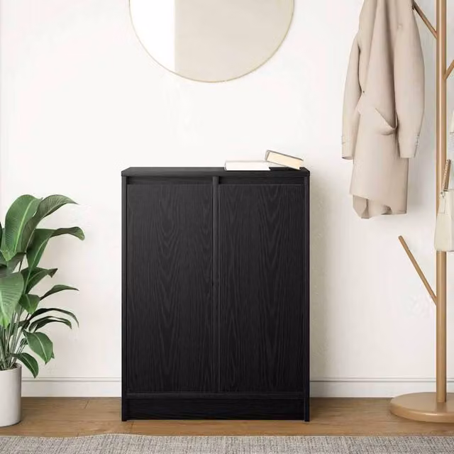 Berkfield Home Black Oak Sideboard in Matt Engineered Wood W/D/H: 57 x 34 x 76 cm