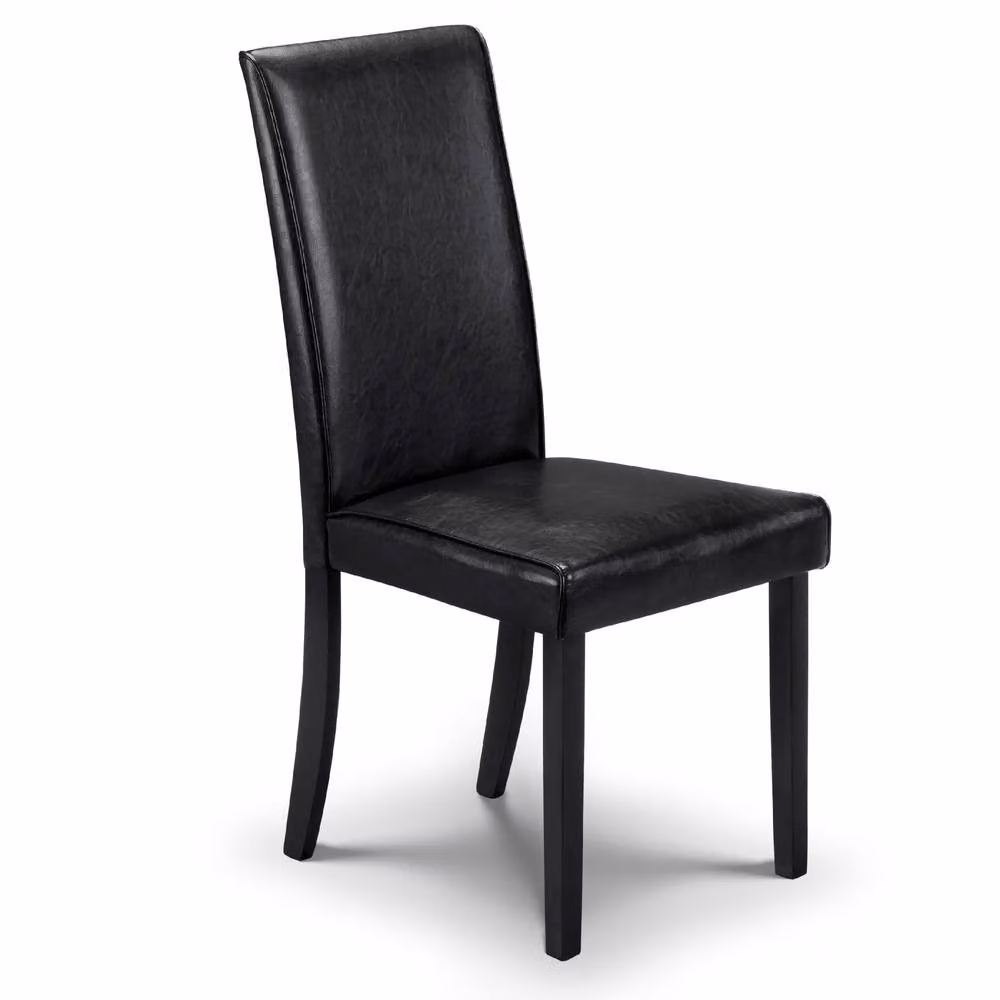 Cheshire Kensington Set of 2 Modern Black Synthetic Leather Dining Chairs with Upholstered Wood Frame – 2