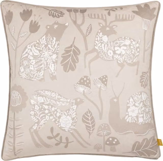 Make it a Home Nook Velvet Piped Square Cushion in Greige with Feather Filling