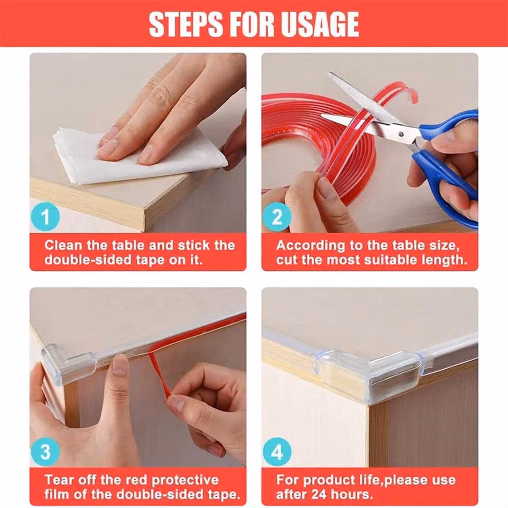 NESTLUNE Self Adhesive Furniture Corner Protector Strip, Clear, W: 52 cm, L: 500 cm – 4