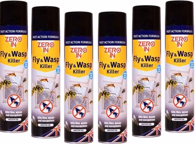 Zero In Fly and Wasp Killer Spray, 6 Pack, Multicolour