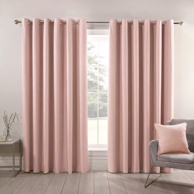Divante Hoxton Blackout Eyelet Curtains in Pink, Width: 168 cm