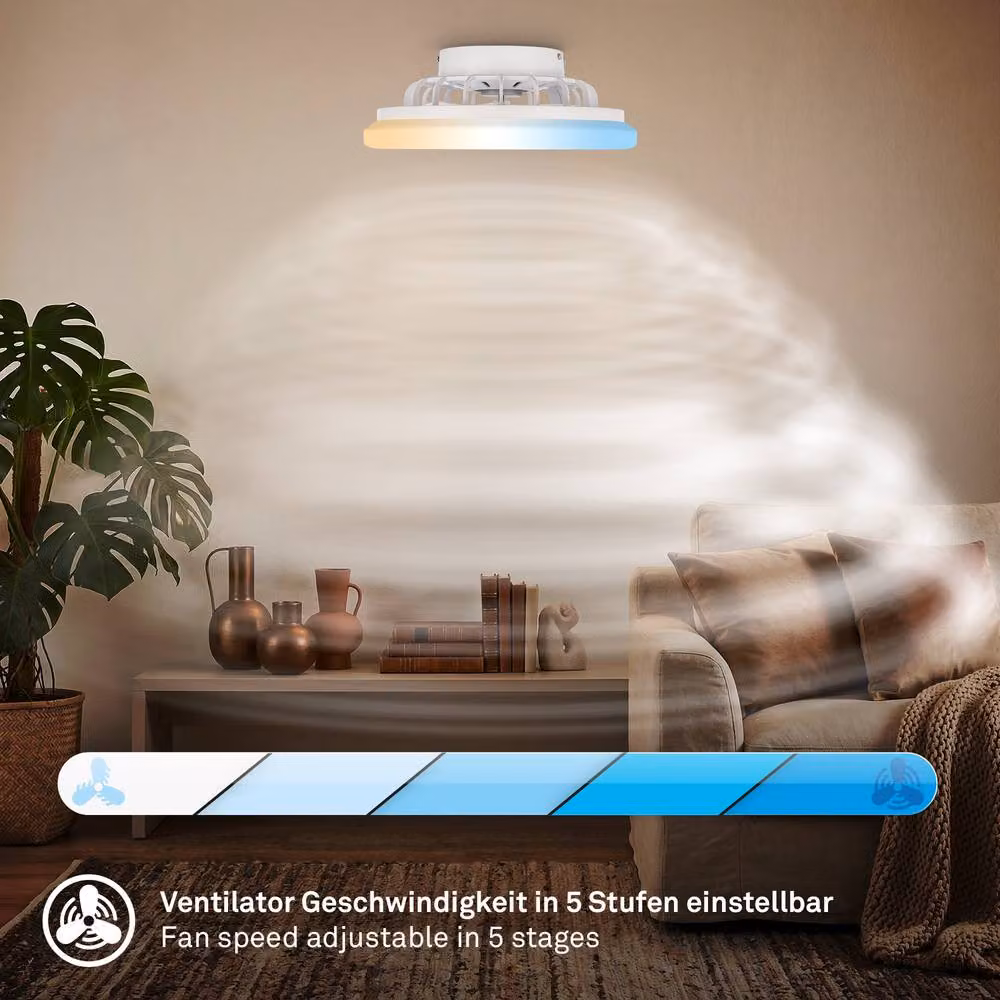 Briloner White 24W CCT Dimmable LED Ceiling Light with Fan and Remote Control, W/D/H: 38 x 38 x 14 cm – 6