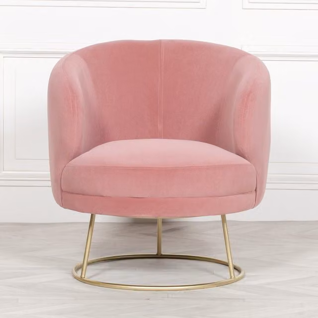 Glasstone Deco Pink Velvet Armchair in Grey and Gold