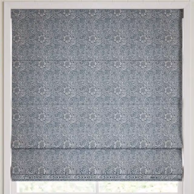 William Morris At Home Marigold Woven Made to Measure Blackout Roman Blind in Blue Floral Pattern
