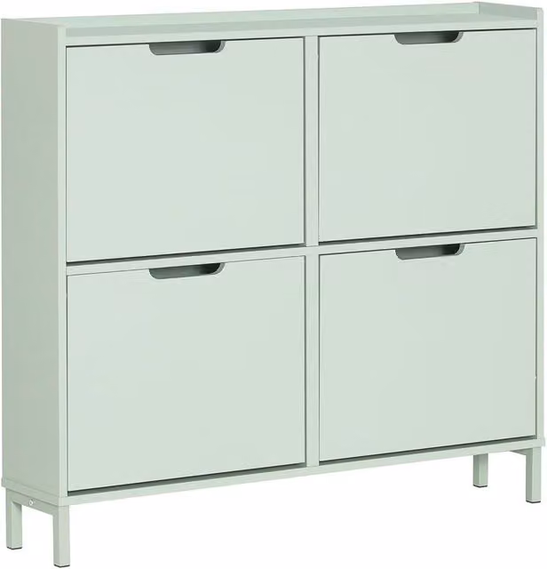 SoBuy Slim Modern Shoe Storage Cabinet with 4 Tilting Compartments in Matt Green