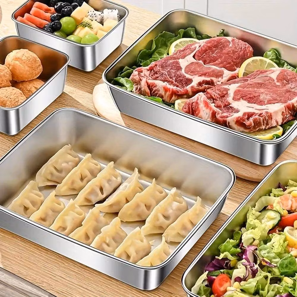PAWNORA Set of 6 Airtight Stainless Steel and Plastic Food Storage Containers in Silver and Black – 5