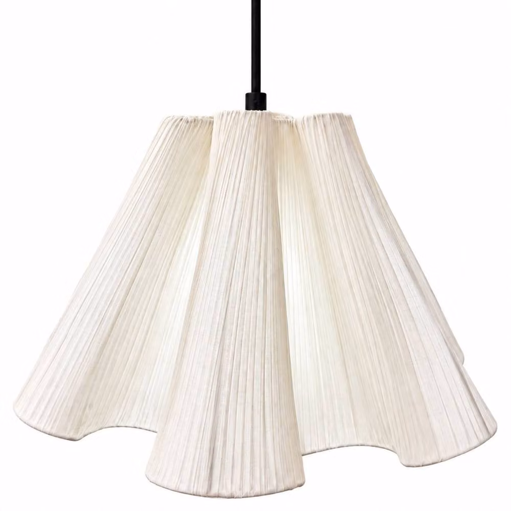 CGC Lighting Belle Flower Inspired Large Ruffled Silk Lampshade in Beige, Diameter: 50 cm – 2