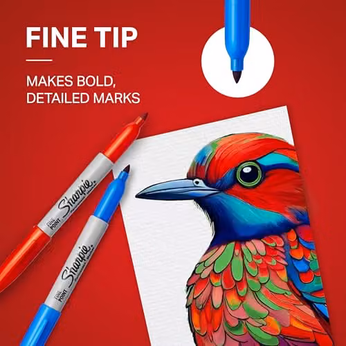 Pack of 4 Sharpie Fine Point Permanent Markers in Multicolour (Black, Blue, Red and Green) – 3