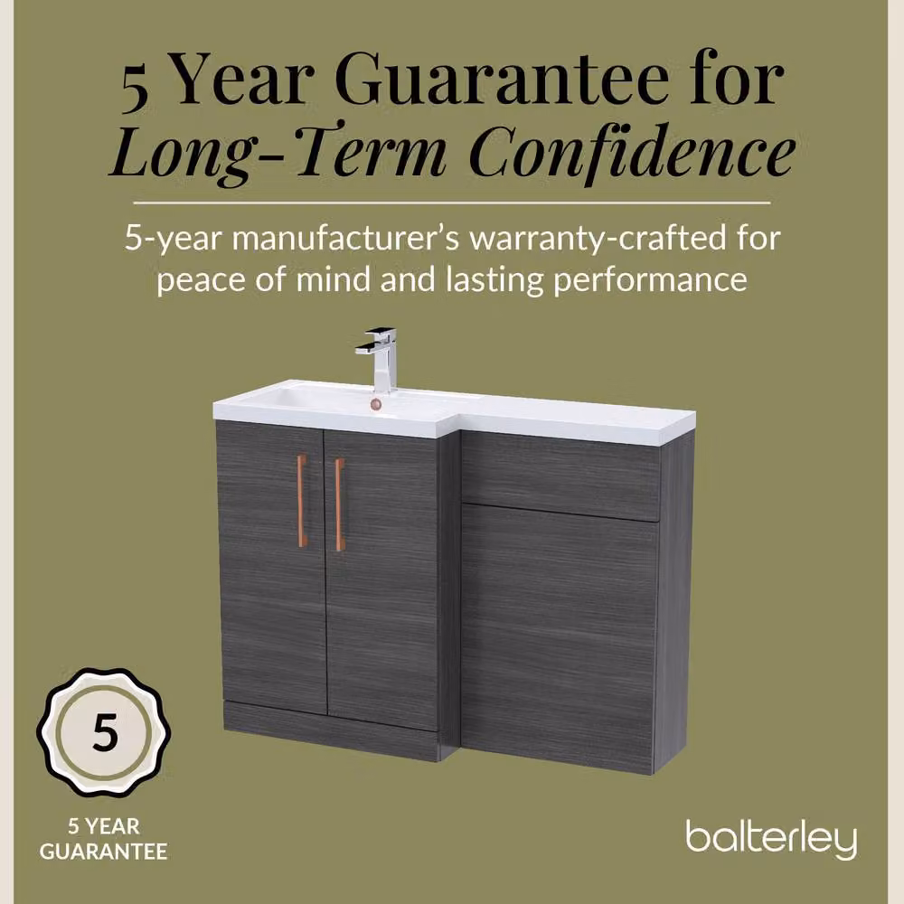 Balterley Modern Left-Hand Vanity and WC Unit Combination in Matt Anthracite Grey, Width: 110 cm – 4