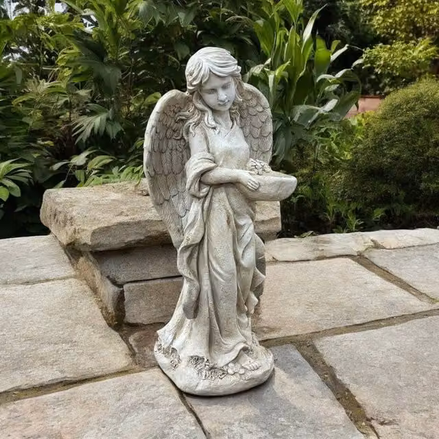Minster Stylish Living Ltd Grey Stone Angel Statue for Indoor or Outdoor Display, W/D/H: 36 x 36 x 78 cm