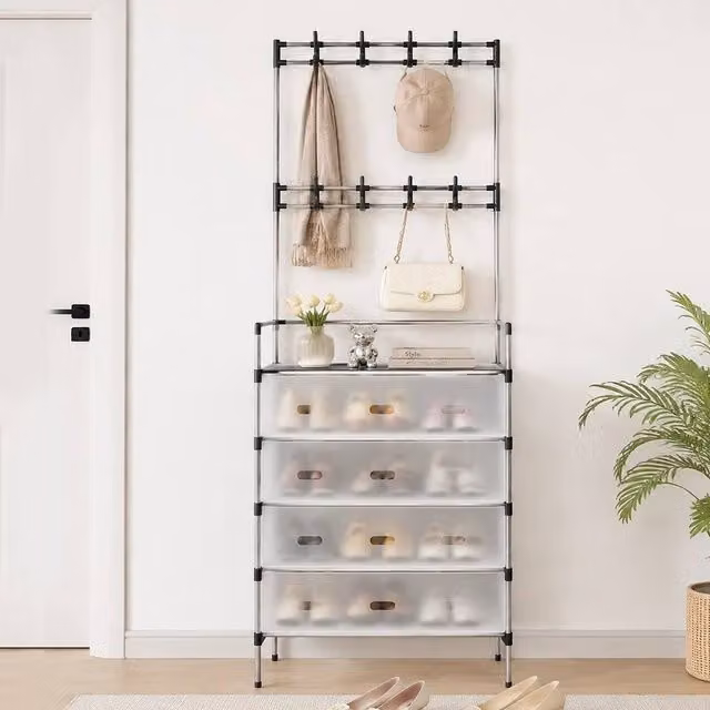 KORVIXA 5 Tier Shoe Rack Storage Organiser Cabinet in White, W: 90 cm, H: 180 cm
