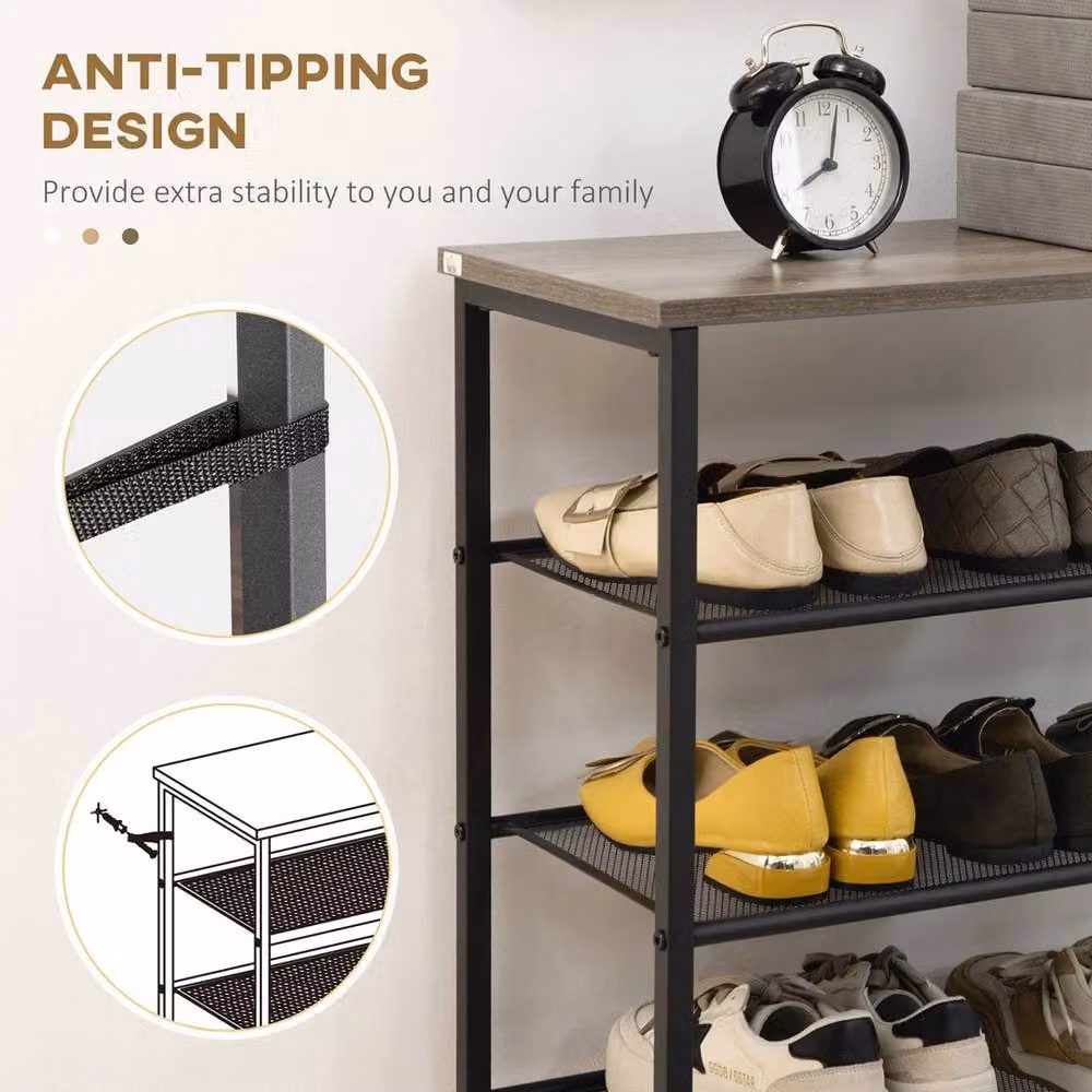 FORGEVIO 8-Tier Metal Shoe Rack Storage Organiser with Mesh Shelves in Black, W/D/H: 60 x 28.5 x 126 cm – 3
