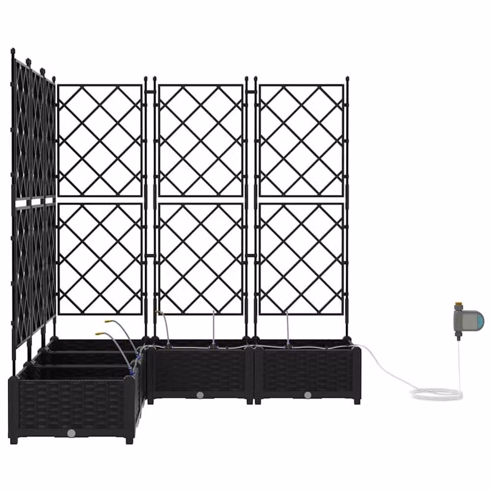 Berkfield Home Garden Planters with Water Irrigation System, 5 Piece Set, Black – 5