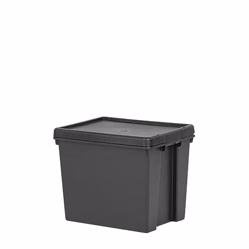 Wham Bam Set of 4 Stackable 24L Heavy Duty Plastic Storage Boxes with Lids in Black