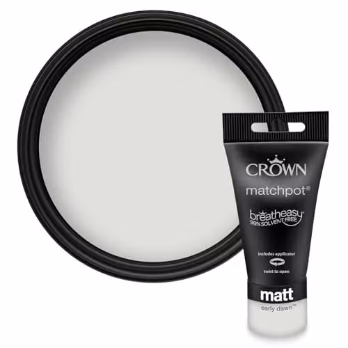 Crown Walls & Ceilings Light Grey Matt Water Based Paint Tester Sample 40ml – 1