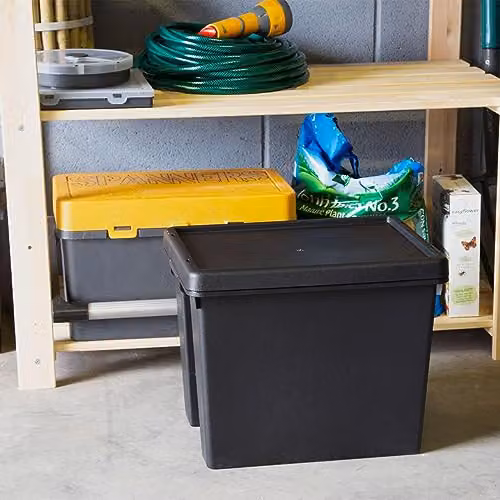 Wham Bam Set of 4 Stackable 24L Heavy Duty Plastic Storage Boxes with Lids in Black – 2