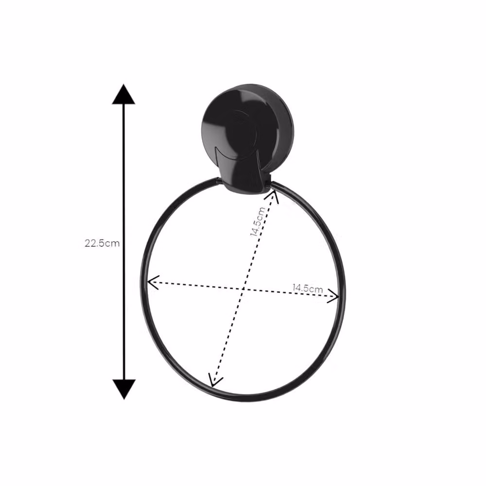 Showerdrape Suctionloc Black Steel Enamel 2 Piece Wall Mounted Bathroom Accessory Set – 3