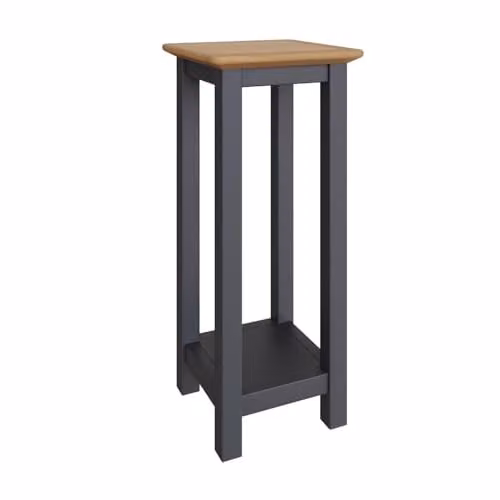 FWStyle Graphite Blue End Side Table with Oak Top, W/D/H: 55 x 27 x 24 cm