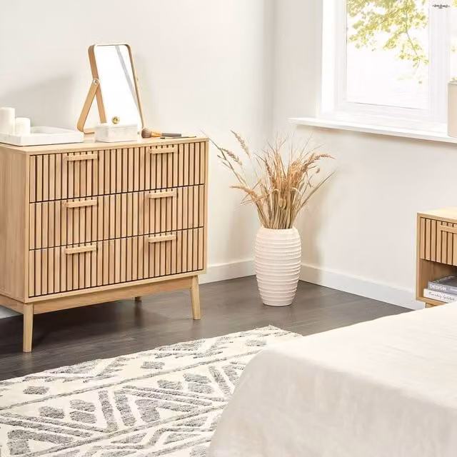Wyld and Coco Scandinavian Style 3-Drawer Chest in Light Brown Matte Finish – 1