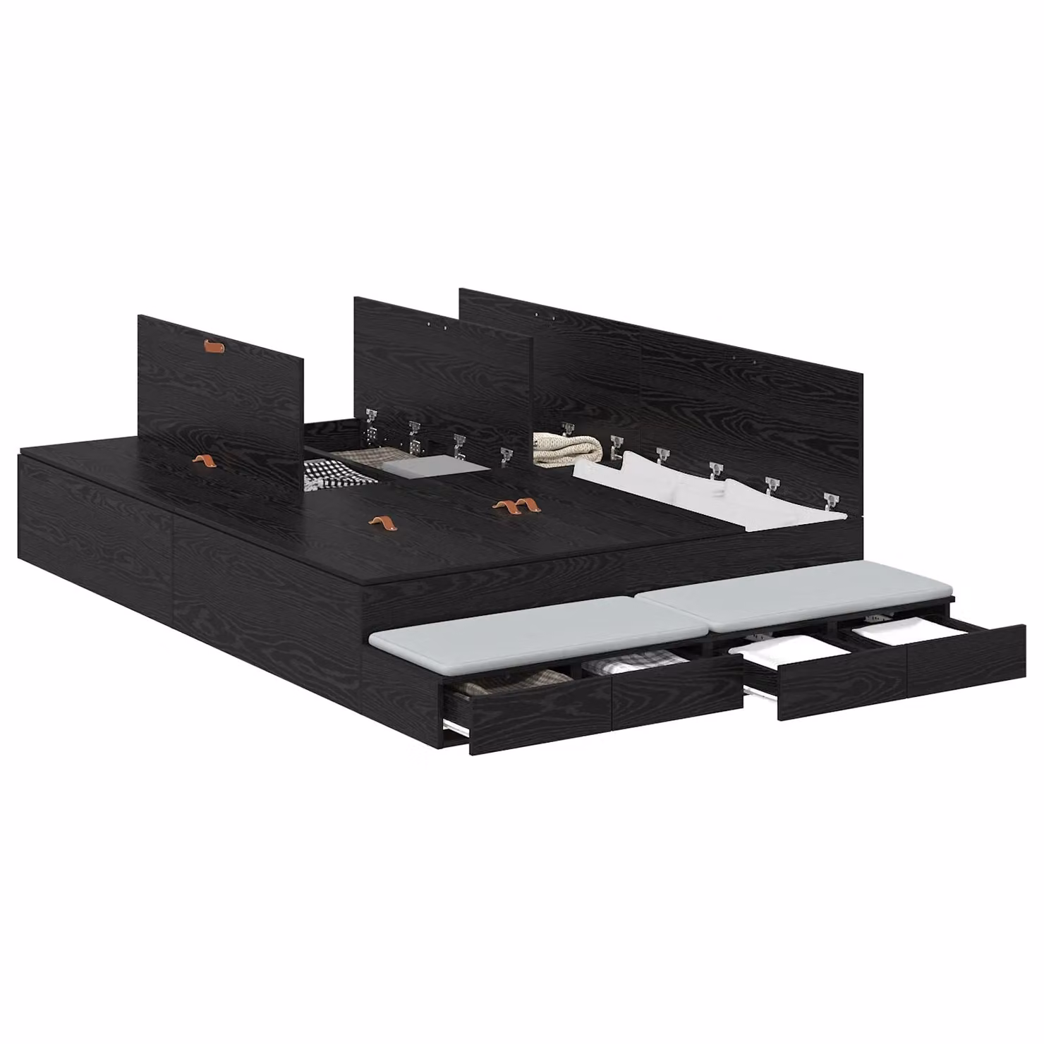 Berkfield Home Modern Storage Bed Frame with Drawers, Black Oak, W/D/H: 140 x 190 cm – 2
