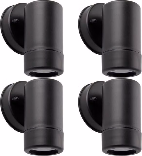 Loops 4 Pack Black Outdoor IP44 LED Spot Downlight, Dimmable 7W GU10 Wall Light – 1