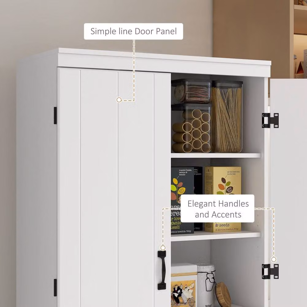 Wyld Haus Nahado 4 Door Tall Kitchen Cupboard in White with 6 Internal Shelves – 5