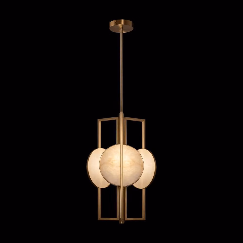 Netlighting Marmo Modern Round Pendant Ceiling Light in Gold and White Metal – 2