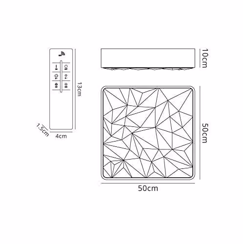 Netlighting Fusion Square LED Ceiling Flush Light, White, 50cm, 40W, 3100lm, Dimmable with Remote Control – 1